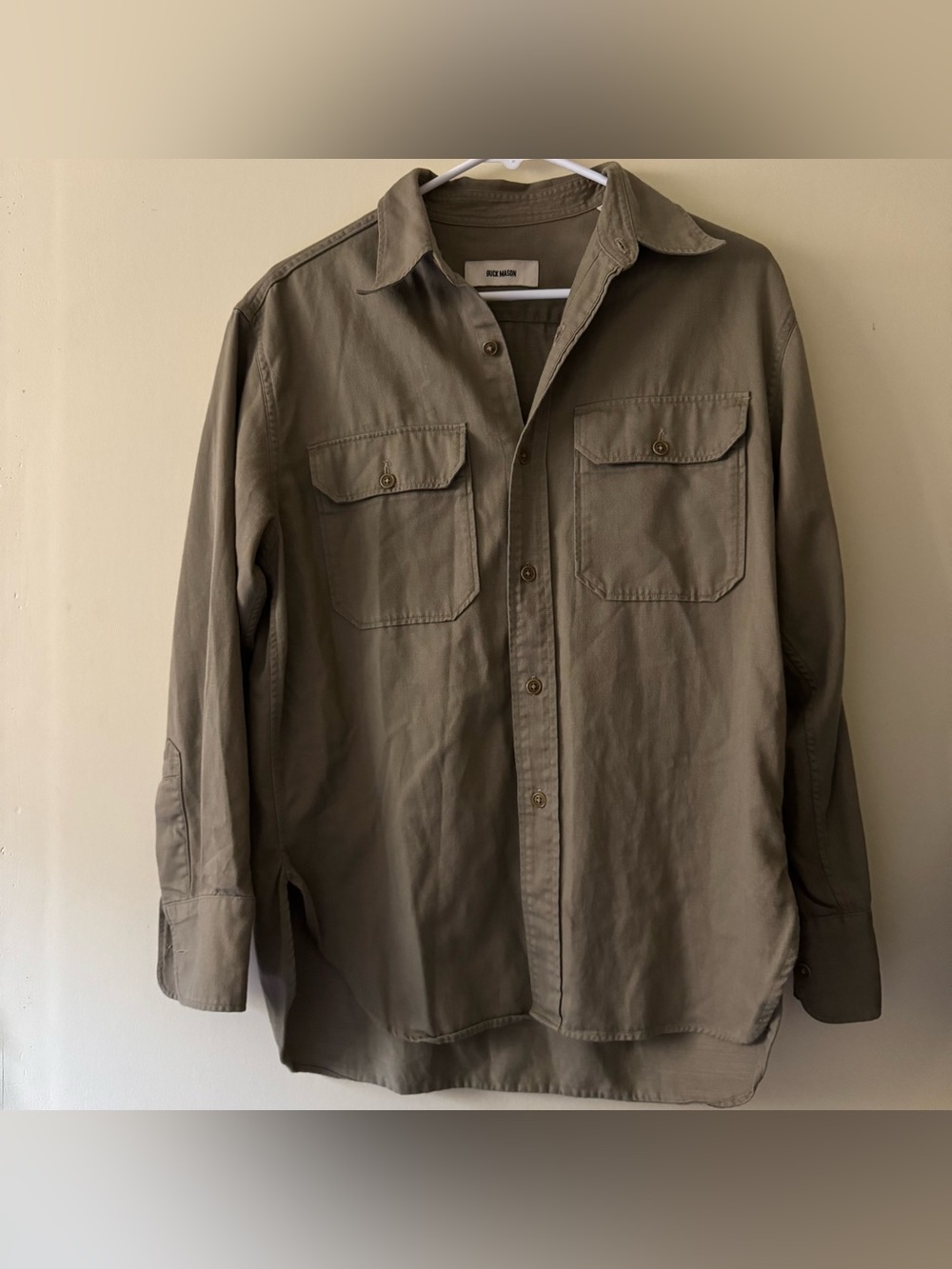 Buck Mason Desert Twill Officer Shirt in Cadet Khaki 💚